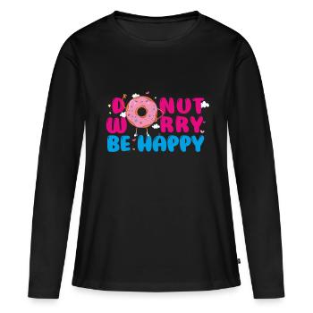 DONUT WORRY - Women's Premium Organic Long Sleeve Shirt - black - Front - Julia (174cm)