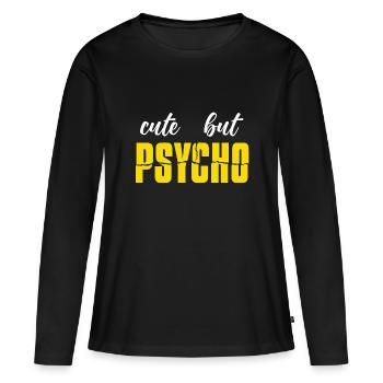 Cute but Psycho - Frauen Premium Bio Langarmshirt - Schwarz - Vorne - Julia (174cm)