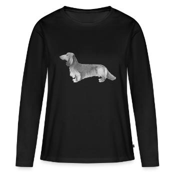 Dackel - Dackel Langhaar - Frauen Premium Bio Langarmshirt - Schwarz - Vorne - Julia (174cm)