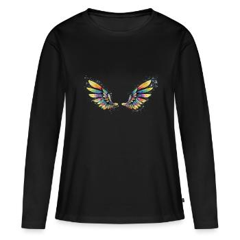 Aile - T-shirt manches longues Premium bio Femme - noir - Devant - Julia (174cm)