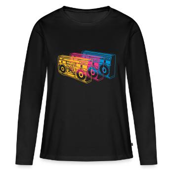 radio portable - T-shirt manches longues Premium bio Femme - noir - Devant - Julia (174cm)