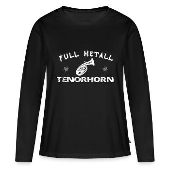 full-metall-tenorhorn - Frauen Premium Bio Langarmshirt - Schwarz - Vorne - Julia (174cm)