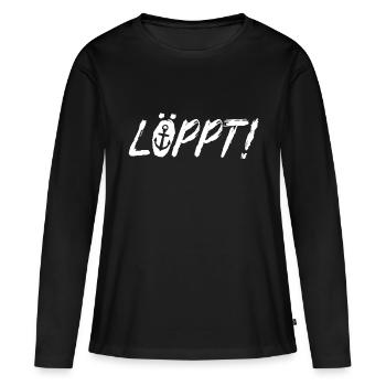 Löppt Plattdeutsch Norddeutschland - Frauen Premium Bio Langarmshirt - Schwarz - Vorne - Julia (174cm)