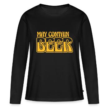 May Contain Beer Logo - Frauen Premium Bio Langarmshirt - Schwarz - Vorne - Julia (174cm)