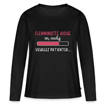 Flemmingite aigüe en cours cadeau humour femme - T-shirt manches longues Premium bio Femme - noir - Devant - Julia (174cm)