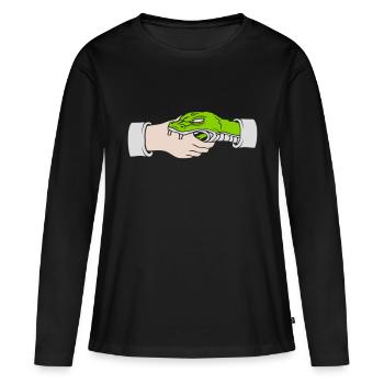 Salutation Poignée de main Morsures de serpent - T-shirt manches longues Premium bio Femme - noir - Devant - Julia (174cm)