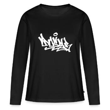 "DOSER" Graffiti Handstyle - Frauen Premium Bio Langarmshirt - Schwarz - Vorne - Julia (174cm)