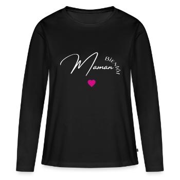 Bientôt maman - T-shirt manches longues Premium bio Femme - noir - Devant - Julia (174cm)