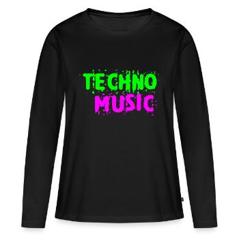 Musique techno - T-shirt manches longues Premium bio Femme - noir - Devant - Julia (174cm)