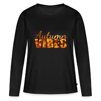 Autumn Vibes - Sentiments d’automne - T-shirt manches longues Premium bio Femme - noir - Devant - Julia (174cm)