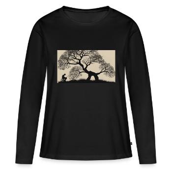 Baum der Erinnerung - Frauen Premium Bio Langarmshirt - Schwarz - Vorne - Julia (174cm)