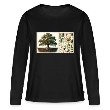 Chêne Botanique - T-shirt manches longues Premium bio Femme - noir - Devant - Julia (174cm)