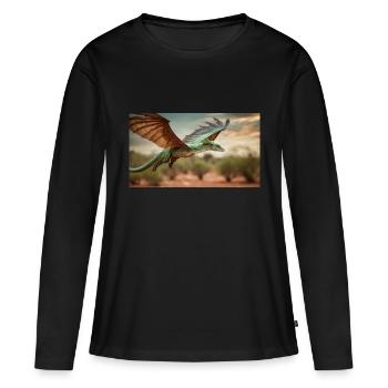 Un dragon vert orange réaliste dans l’outback - T-shirt manches longues Premium bio Femme - noir - Devant - Julia (174cm)