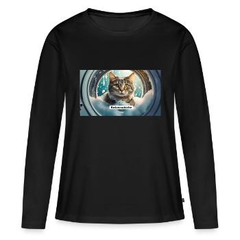 Jeu de mots ambigu sur l’expression allemande – Katzenwäsche - T-shirt manches longues Premium bio Femme - noir - Devant - Julia (174cm)