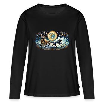 Odyssée céleste - T-shirt manches longues Premium bio Femme - noir - Devant - Julia (174cm)
