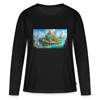 wunderschöne mythische Orte – Atlantis vor dem Untergang - Frauen Premium Bio Langarmshirt - Schwarz - Vorne - Julia (174cm)