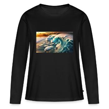 Surfeurs de pipelining - T-shirt manches longues Premium bio Femme - noir - Devant - Julia (174cm)