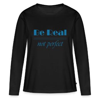 Soyez réel - T-shirt manches longues Premium bio Femme - noir - Devant - Julia (174cm)