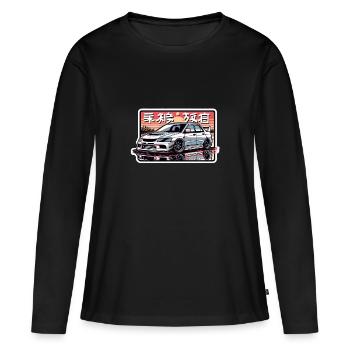 EVO Sundowner - Frauen Premium Bio Langarmshirt - Schwarz - Vorne - Julia (174cm)