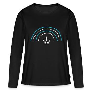 croix catholique irradiante - T-shirt manches longues Premium bio Femme - noir - Devant - Julia (174cm)