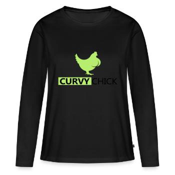 Curvy Chick - Women's Premium Organic Long Sleeve Shirt - black - Front - Julia (174cm)