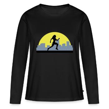 coureuse, courir, running, run - T-shirt manches longues Premium bio Femme - noir - Devant - Julia (174cm)