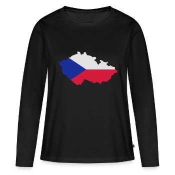 République tchèque - T-shirt manches longues Premium bio Femme - noir - Devant - Julia (174cm)