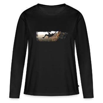 Extremklettern Klettern extreme climbing Bouldern - Frauen Premium Bio Langarmshirt - Schwarz - Vorne - Julia (174cm)