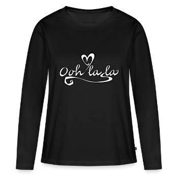 Ooh lala black and white heart - Women's Premium Organic Long Sleeve Shirt - black - Front - Julia (174cm)