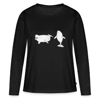 Deux bélugas - T-shirt manches longues Premium bio Femme - noir - Devant - Julia (174cm)