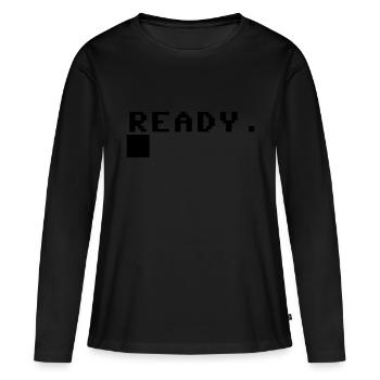 Invite de démarrage C-64 - T-shirt manches longues Premium bio Femme - noir - Devant - Julia (174cm)