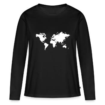 Globe continental carte du monde Planète Changement climatique - T-shirt manches longues Premium bio Femme - noir - Devant - Julia (174cm)