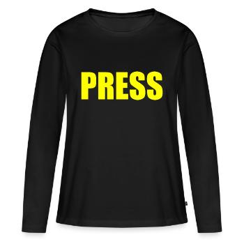 Press - T-shirt manches longues Premium bio Femme - noir - Devant - Julia (174cm)