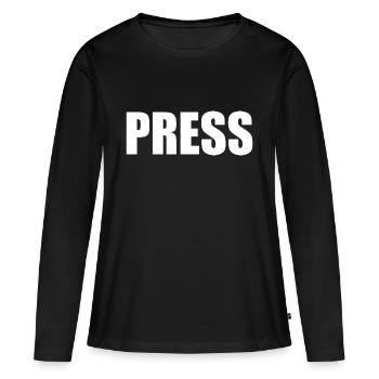 Press - T-shirt manches longues Premium bio Femme - noir - Devant - Julia (174cm)