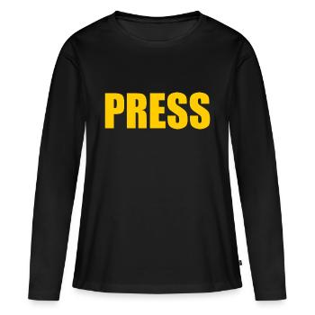 Presse - T-shirt manches longues Premium bio Femme - noir - Devant - Julia (174cm)