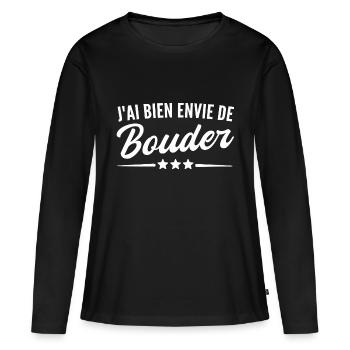 j ai bien envie de bouder - T-shirt manches longues Premium bio Femme - noir - Devant - Julia (174cm)