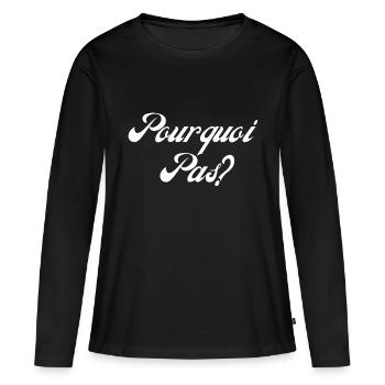 pourquoi pas - T-shirt manches longues Premium bio Femme - noir - Devant - Julia (174cm)