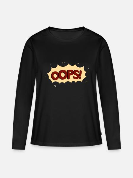OOPS red - Frauen Premium Bio Langarmshirt - Schwarz