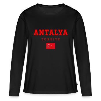 Antalya, Turquie - T-shirt manches longues Premium bio Femme - noir - Devant - Julia (174cm)