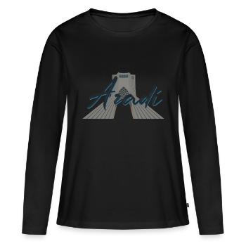 Tour Azadi - Art perse (Iran) - T-shirt manches longues Premium bio Femme - noir - Devant - Julia (174cm)