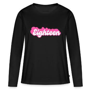Eighteen birthday - 18th birthday retro pink - Women's Premium Organic Long Sleeve Shirt - black - Front - Julia (174cm)