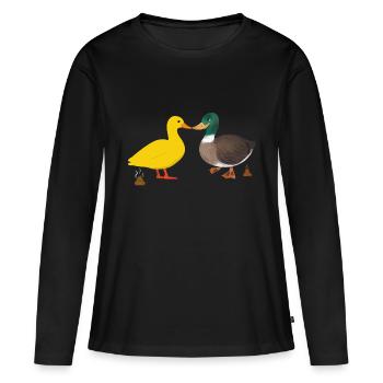 canards caca - T-shirt manches longues Premium bio Femme - noir - Devant - Julia (174cm)