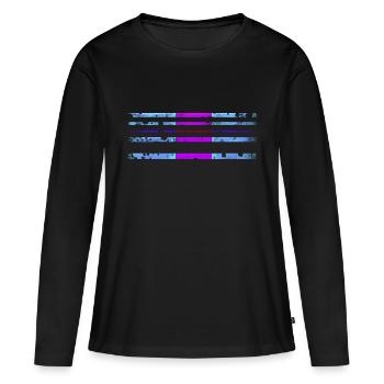 Streifen Deko - Horizontal Muster - Frauen Premium Bio Langarmshirt - Schwarz - Vorne - Julia (174cm)