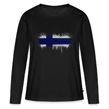 Finlande Suomi helsinki scandinavie viking fine FIN - T-shirt manches longues Premium bio Femme - noir - Devant - Julia (174cm)