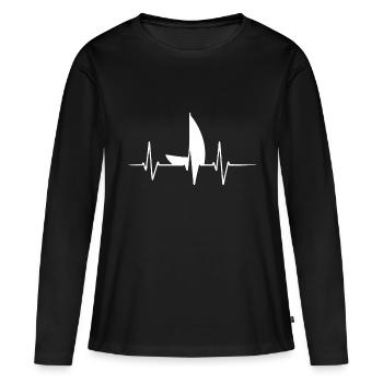 Voile Battement De Coeur Marin Capitaine Voilier - T-shirt manches longues Premium bio Femme - noir - Devant - Julia (174cm)