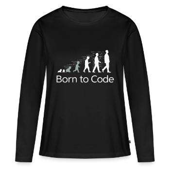 BORN TO CODE - Women's Premium Organic Long Sleeve Shirt - black - Front - Julia (174cm)