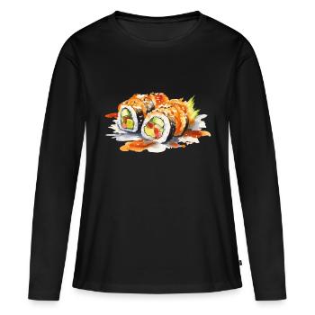 Sushi - T-shirt manches longues Premium bio Femme - noir - Devant - Julia (174cm)