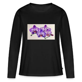 Orkedea lilas - T-shirt manches longues Premium bio Femme - noir - Devant - Julia (174cm)