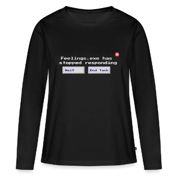 Feelings.exe reagiert nicht mehr – Glitched Sad - Frauen Premium Bio Langarmshirt - Schwarz - Vorne - Julia (174cm)
