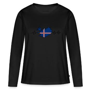Islande - T-shirt manches longues Premium bio Femme - noir - Devant - Julia (174cm)